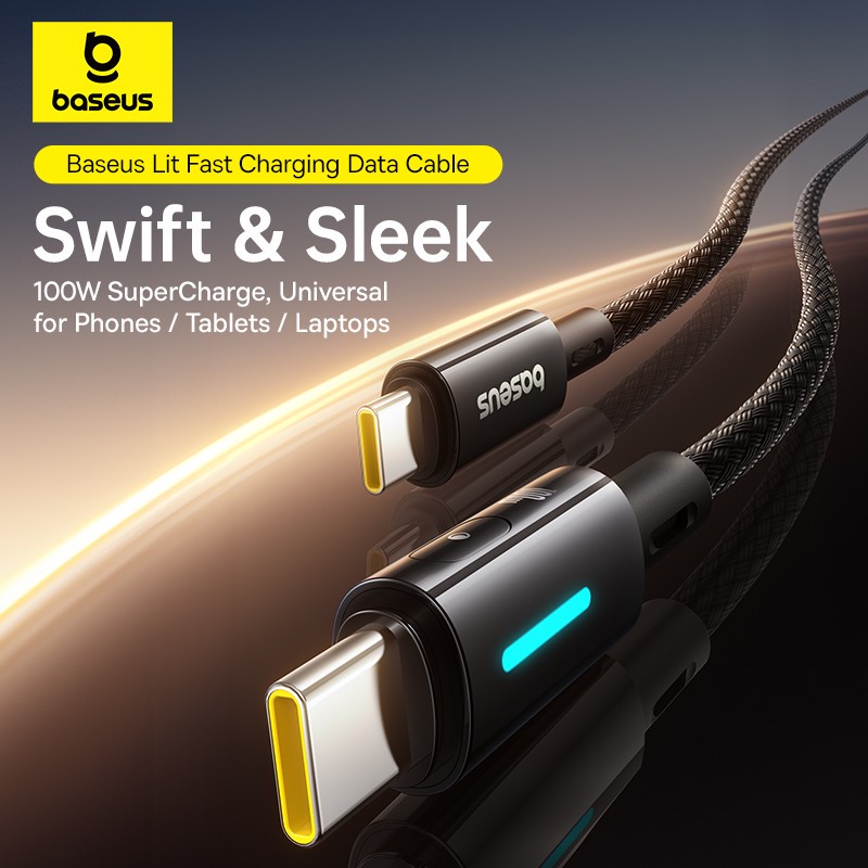 کابل تبدیل USB-C بیسوس مدل Lit Button-Control 100W طول 2 متر