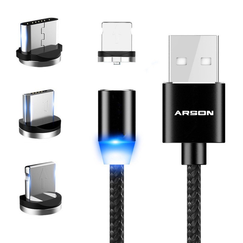کابل تبدیل USB به microUSB لایتنینگ USB-C آرسون مدل AN-M33 طول 1 متر