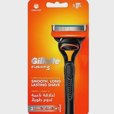 دسته تیغ ژیلت فیوژن 5لبه با 2یدک Gillette Fusion 5 edge