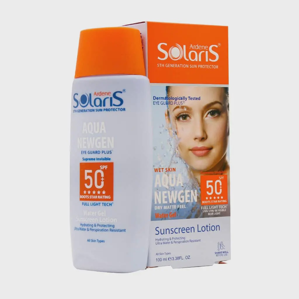 لوسیون آبی ضد آفتاب فاقد چربی SPF50 آکوا نیوژن سولاریس آردن 100 میلی لیتر