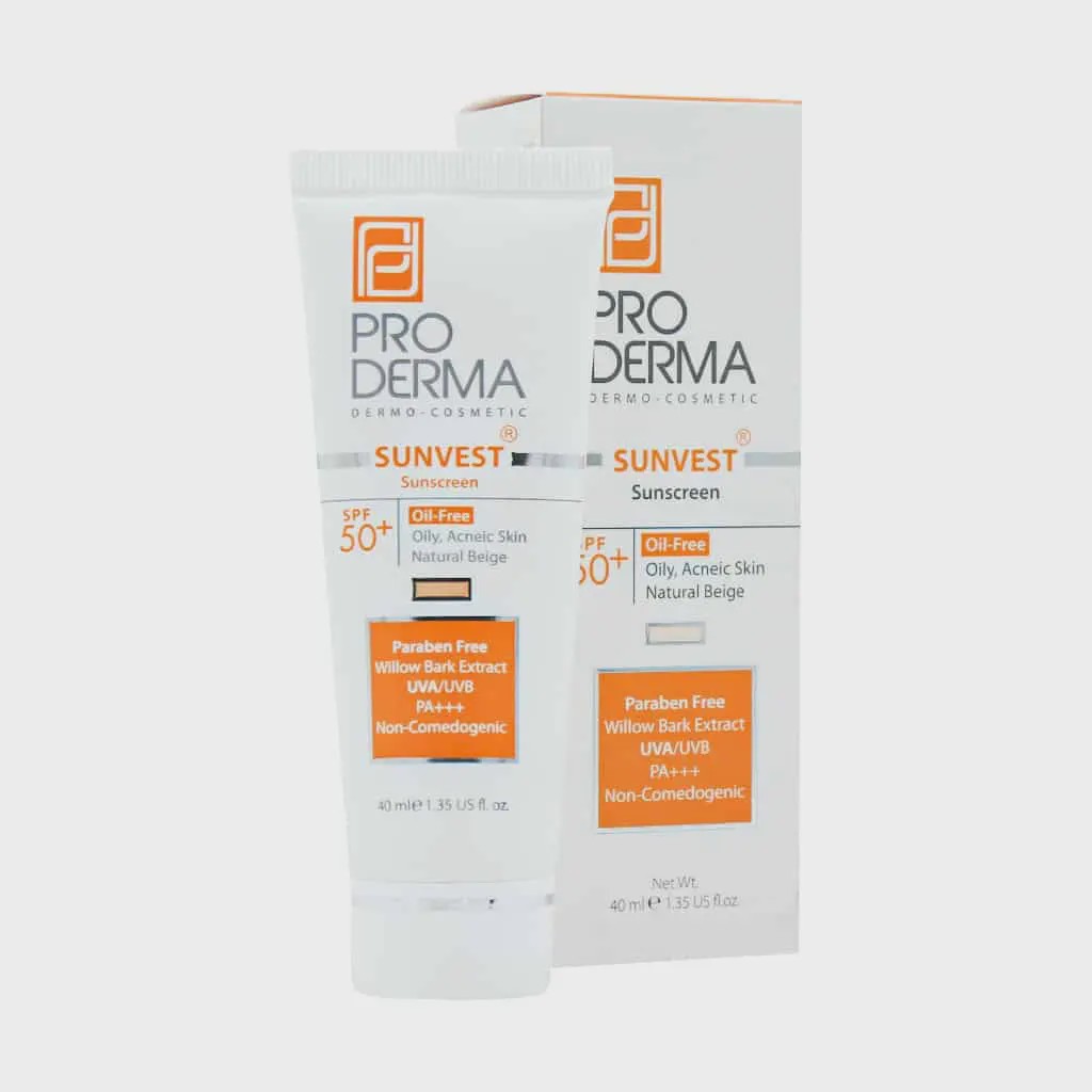 کرم ضد آفتاب فاقد چربی SPF50 پرودرما برای پوست های چرب و جوش دار 40 میلی لیتر