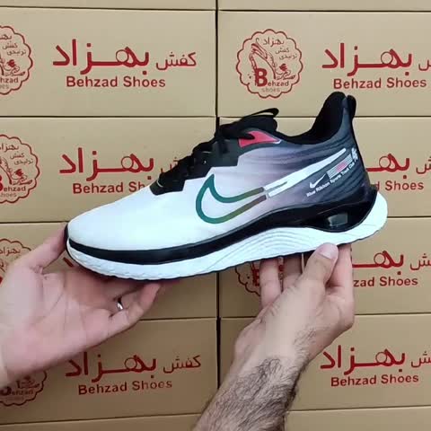 کتونی نایک بافتی مردانه پسرانه رنگ سفید مشکی سایز 41 تا 44 زیره کپسولی لژ 4 سانتی کفی طبی رویه بافت خارجی راحت
