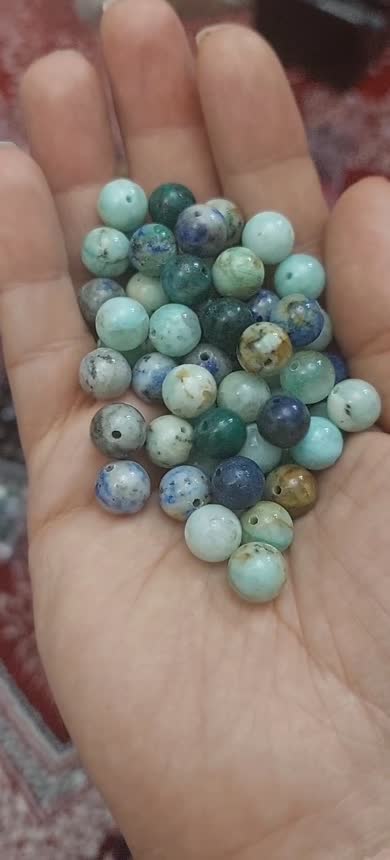 مهره سنگ کریزوکولا  وارداتی از کنگوسوراخ دار سایز 8 سنگ طبیعی اصل