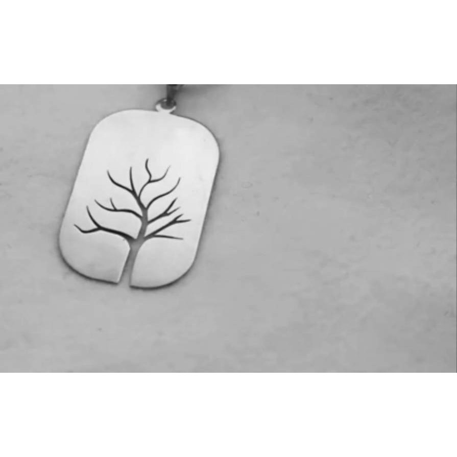 پلاک نقره مدل حک شده طرح درخت 
