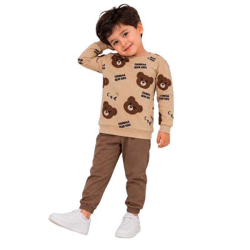 حراجی ست لباس راحتی پسرانه سویشرت و شلوار طرح تدی بهترین کیفیت با فروش اقساطی مدل 2