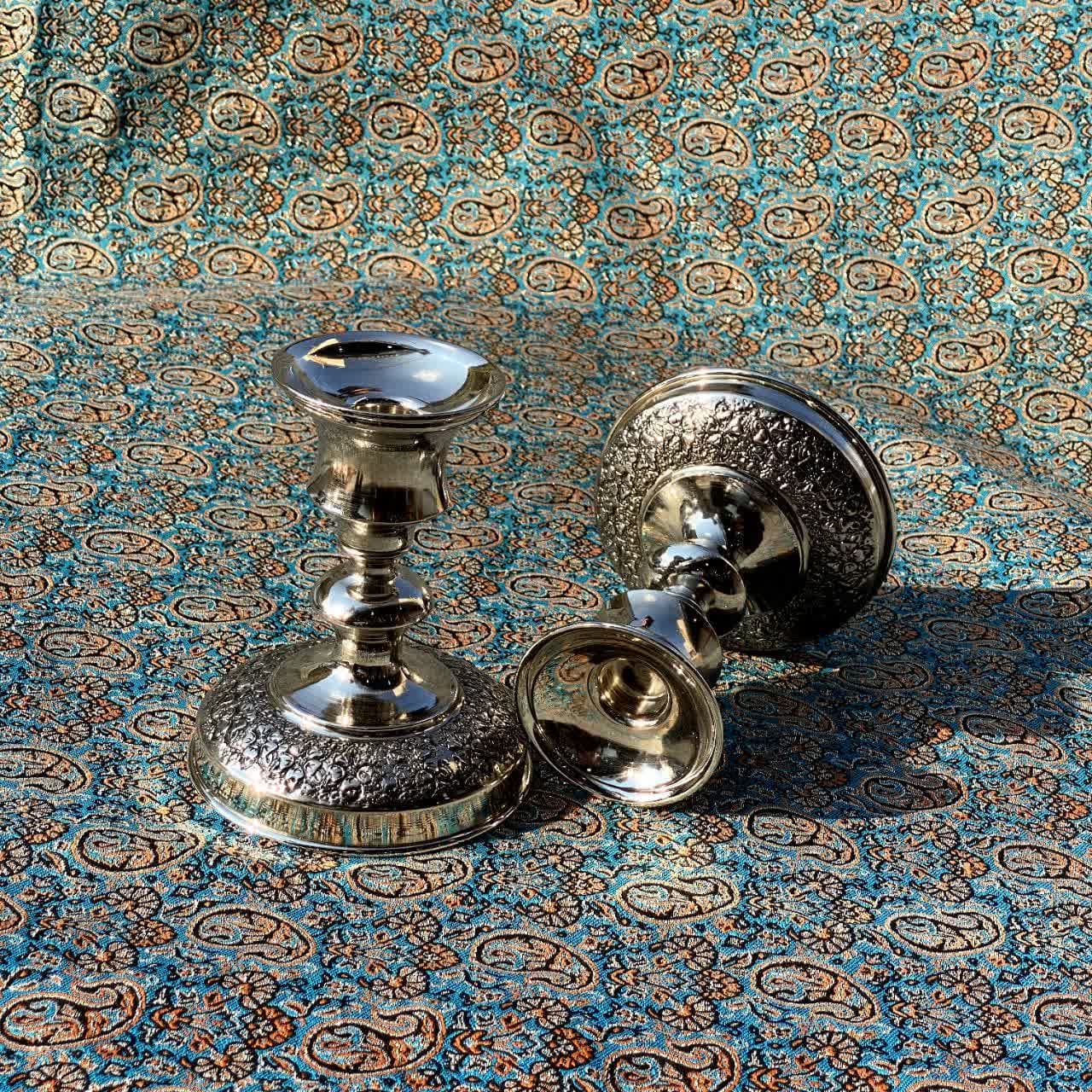 آینه شمعدان کروم مدل دیبا (طرح گل و برگ/کد736)
