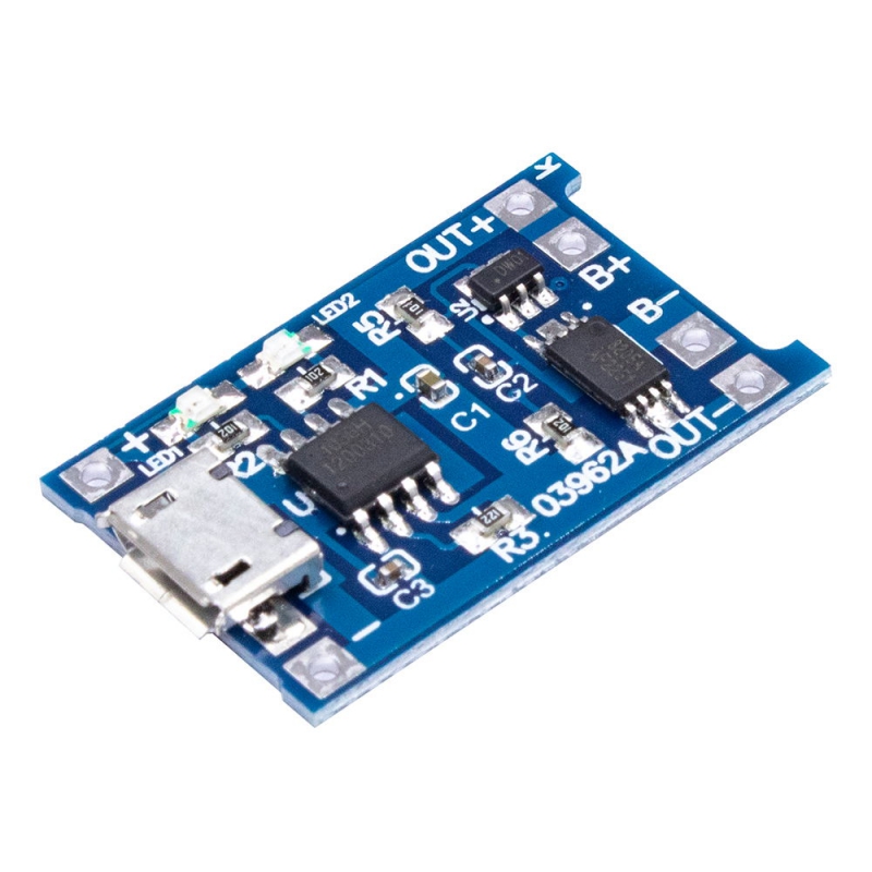  ماژول شارژر باتری لیتیومی 1 آمپر TP4056 دارای محافظ با ورودی Micro USB