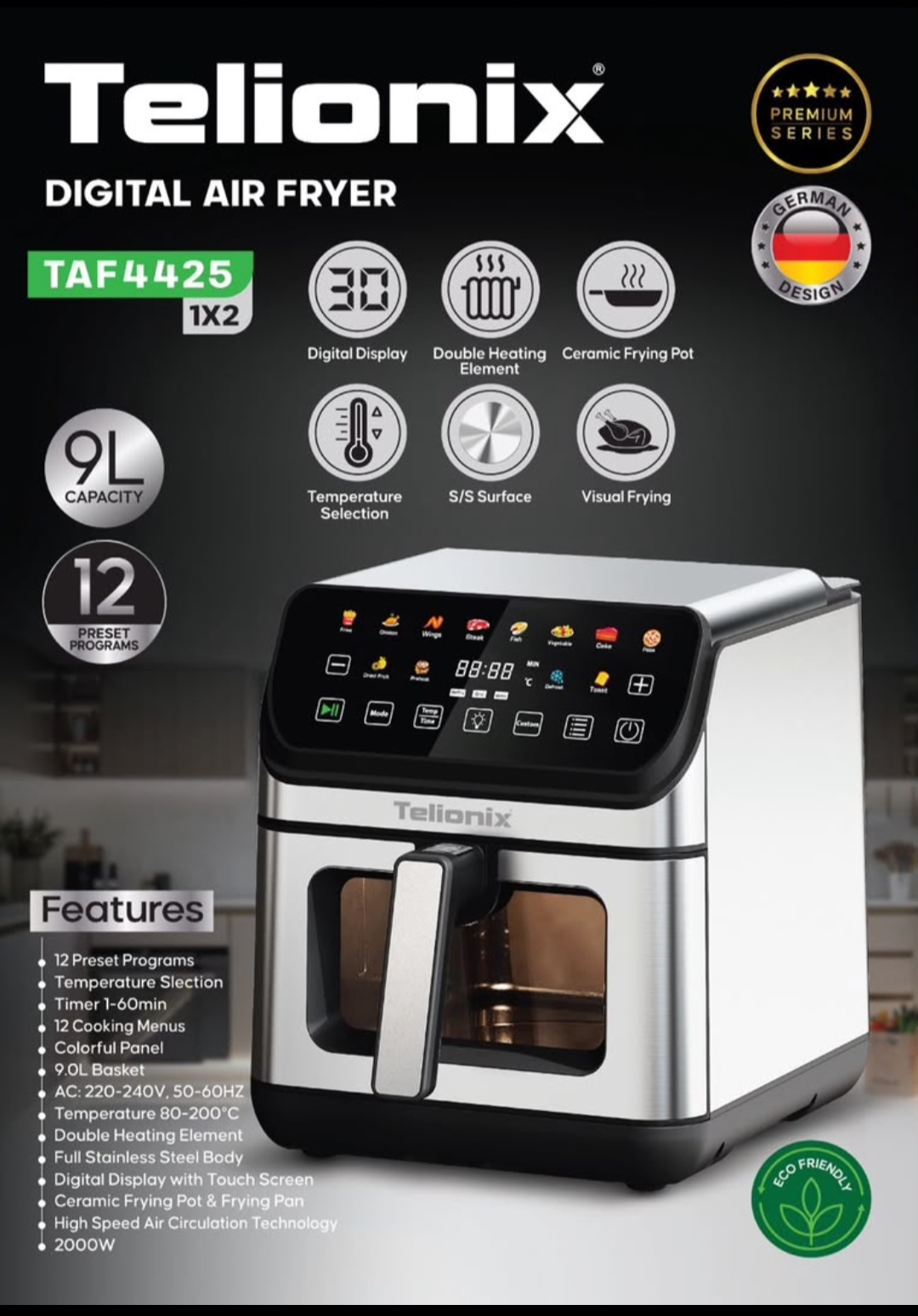 سرخ کن تلیونیکس دو المنت 9 لیتر TAF4425
