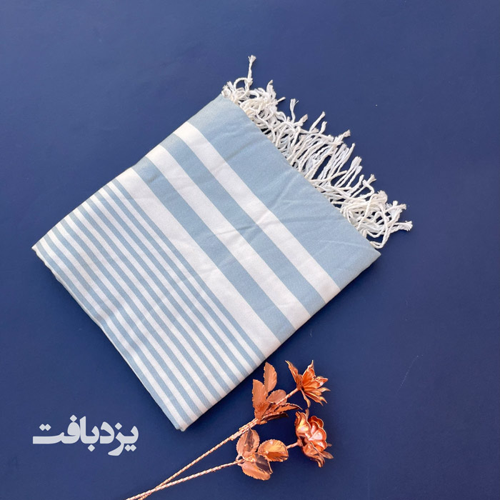 حوله استخری و مسافرتی نخی یزدی رنگ آبی الماسی