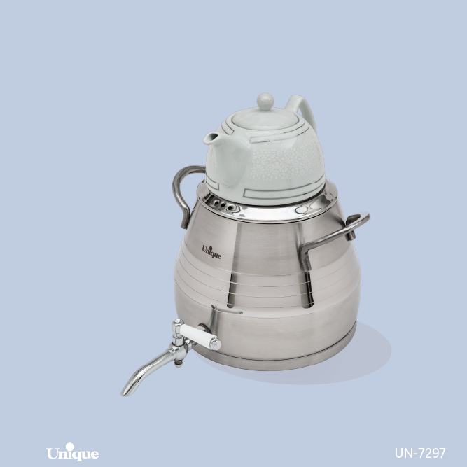 کتری قوری استیل یونیک کف چدن 5 لیتر دسته استیل UN-7297