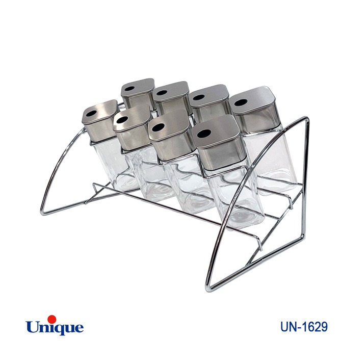 ست ادویه 8تایی شیشه مربع هلالی کد UN-1629