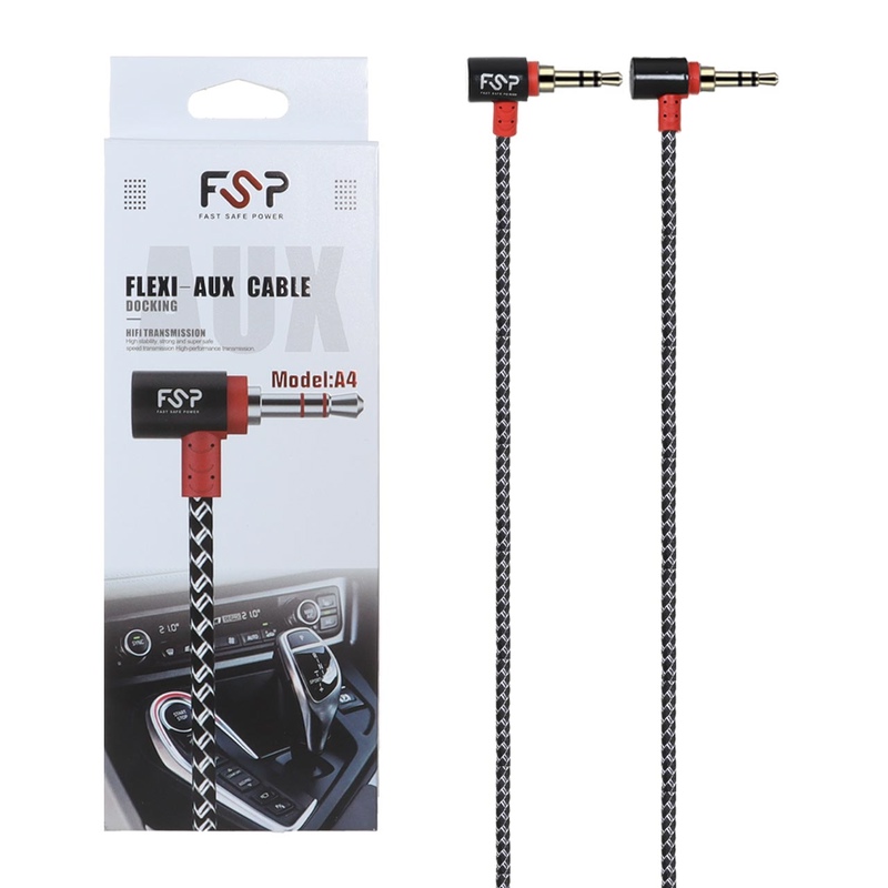 کابل 1 متری اورجینال AUX برند FSP مدل A4 تیتانیوم کنفی 90 درجه کد 879363