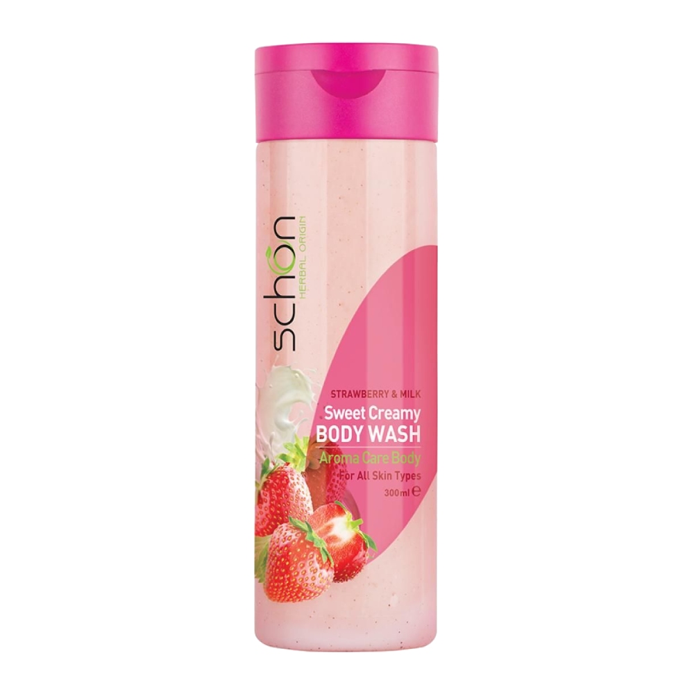شامپو بدن شون Schon مدل Strawberry And Milk حاوی عصاره توت فرنگی و شیر حجم 300 میل مدل 1