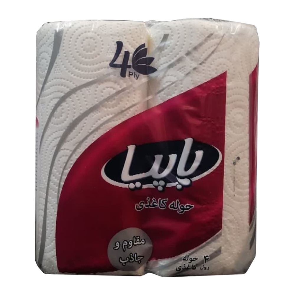 دستمال حوله کاغذی رولی پاپیا Papia چهار لایه بسته 4 عددی مدل 1