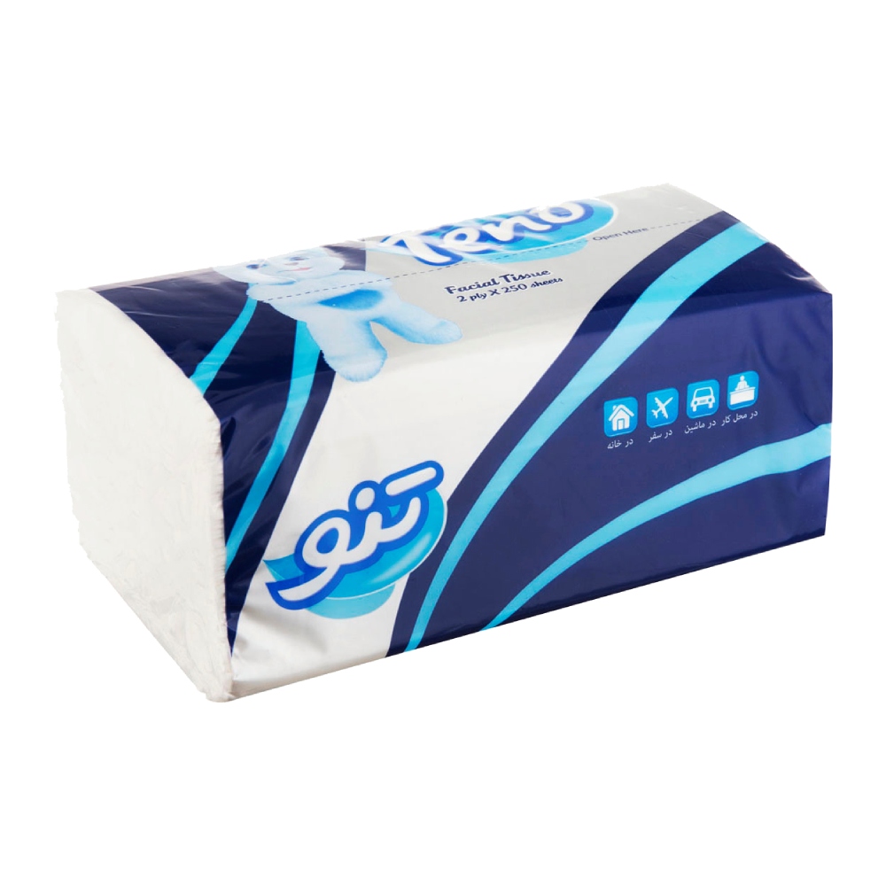 دستمال کاغذی کیسه ای تنو Teno دو لایه بسته 250 عددی مدل 1