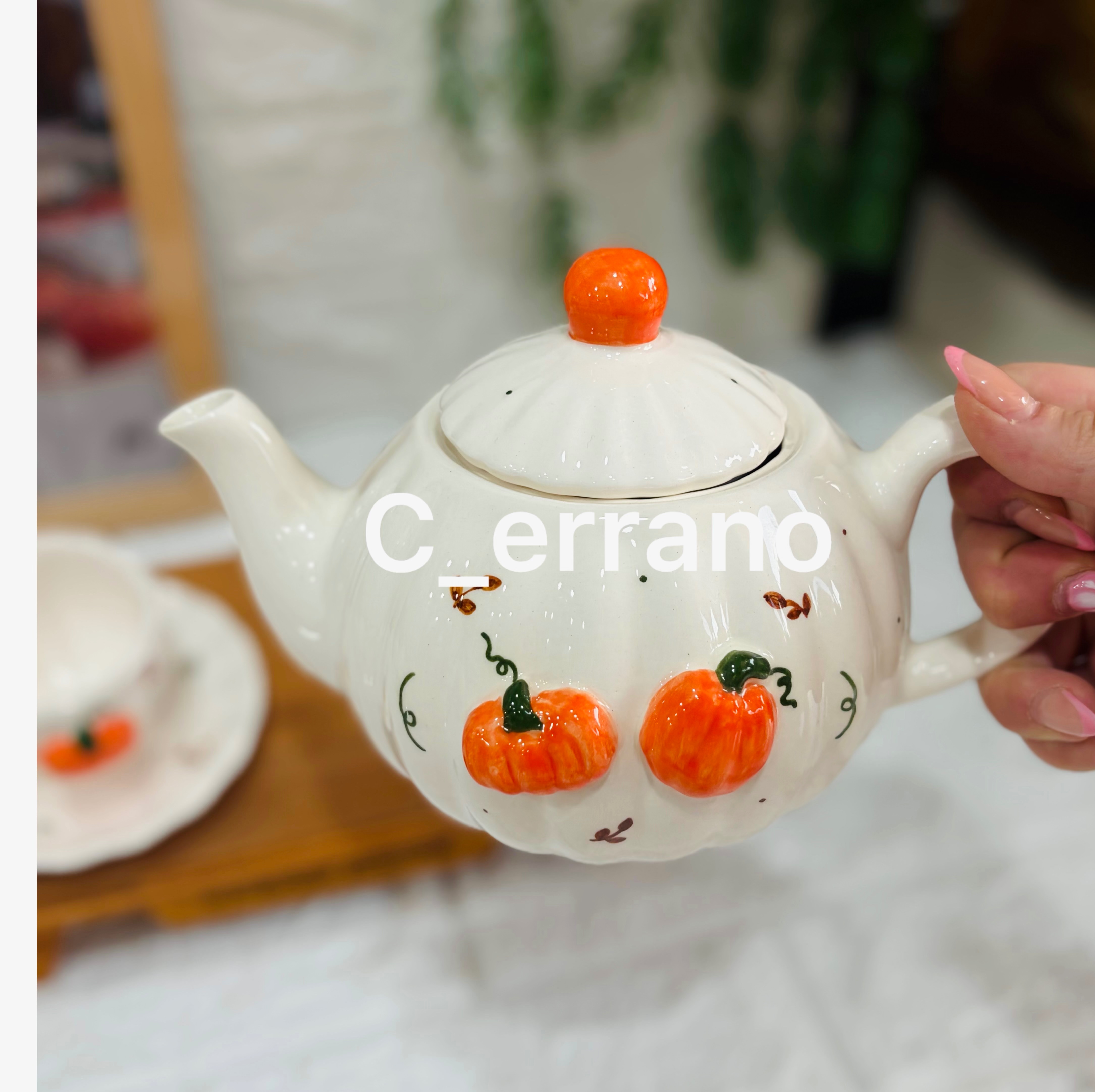 ست صبحانه خوری قوری و فنجان کدو سرامیکی
