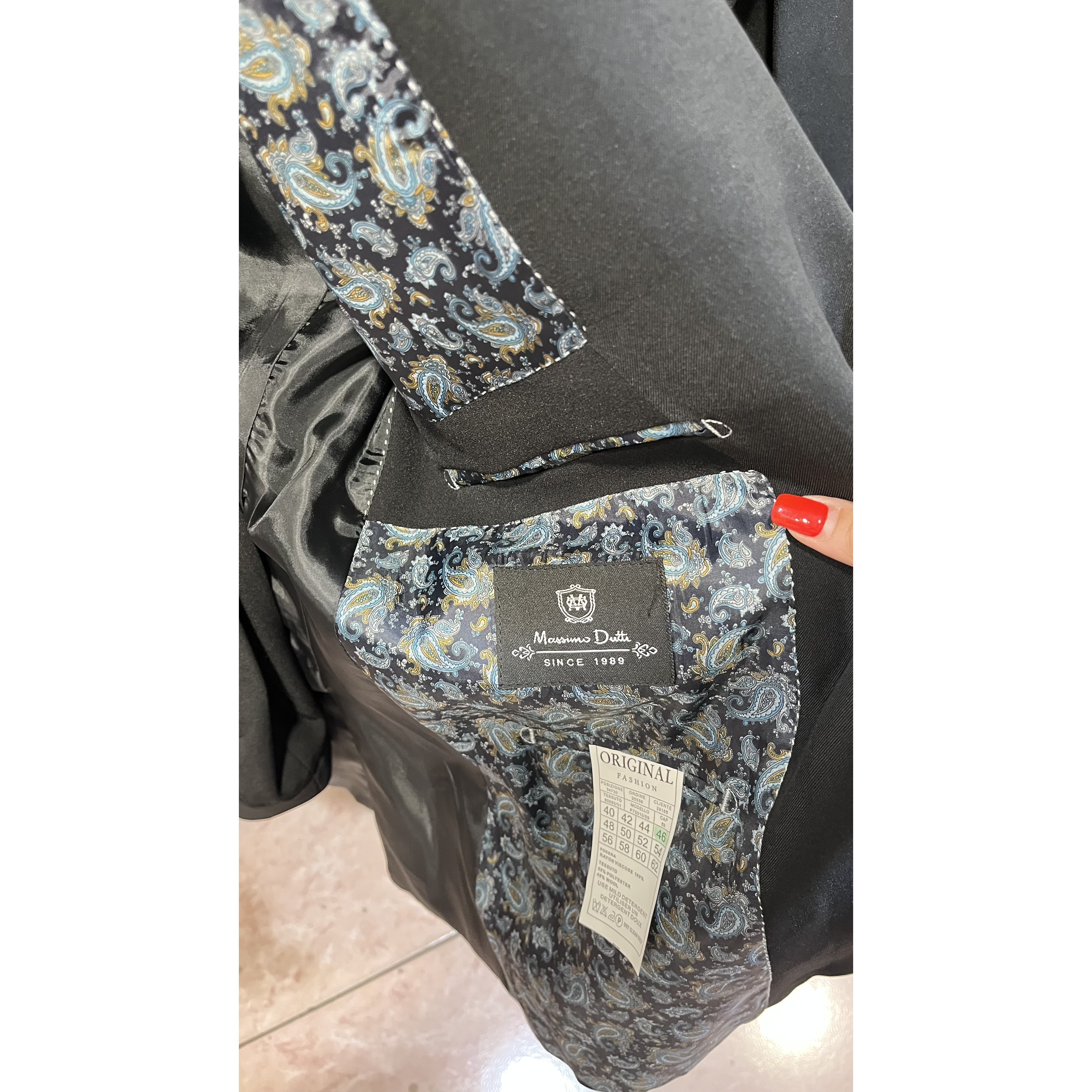 کت شلوار مردانه رنگ مشکی شش دکمه دبل برست برند massimo dutti