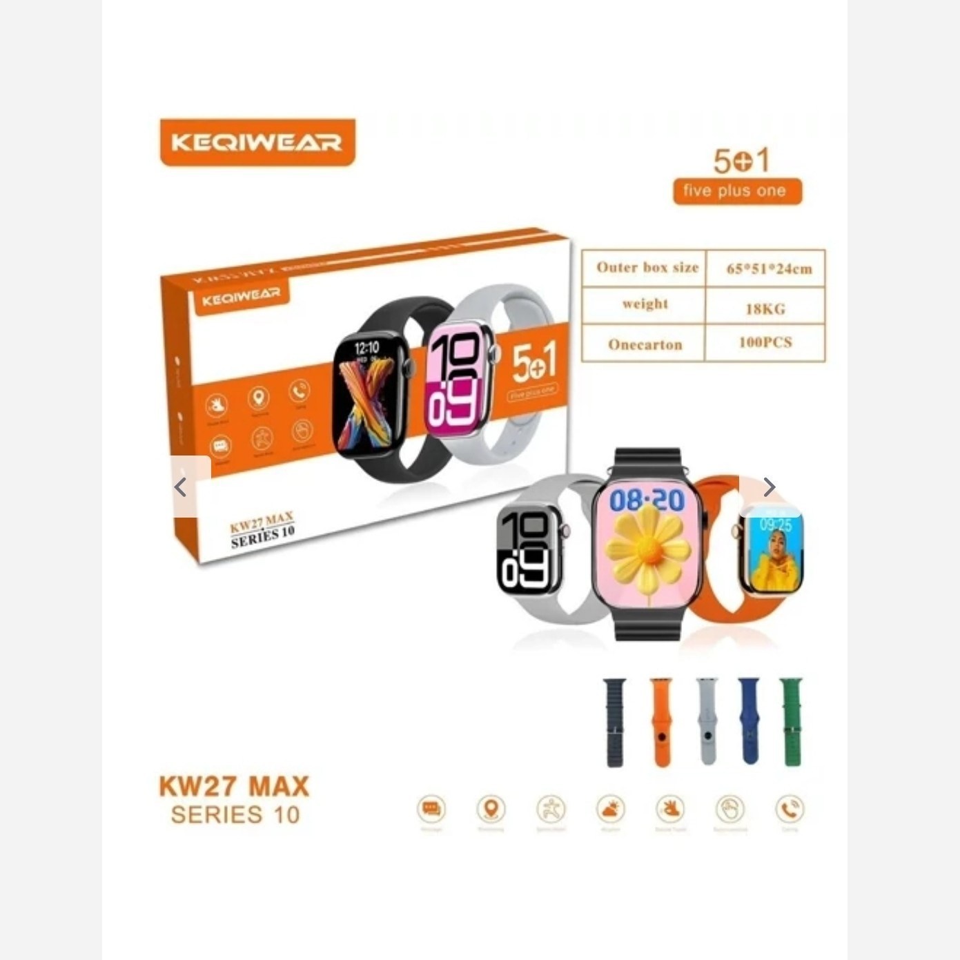 ساعت هوشمند کیوکویر مدل KW26 ULTRA3 با 5 بند