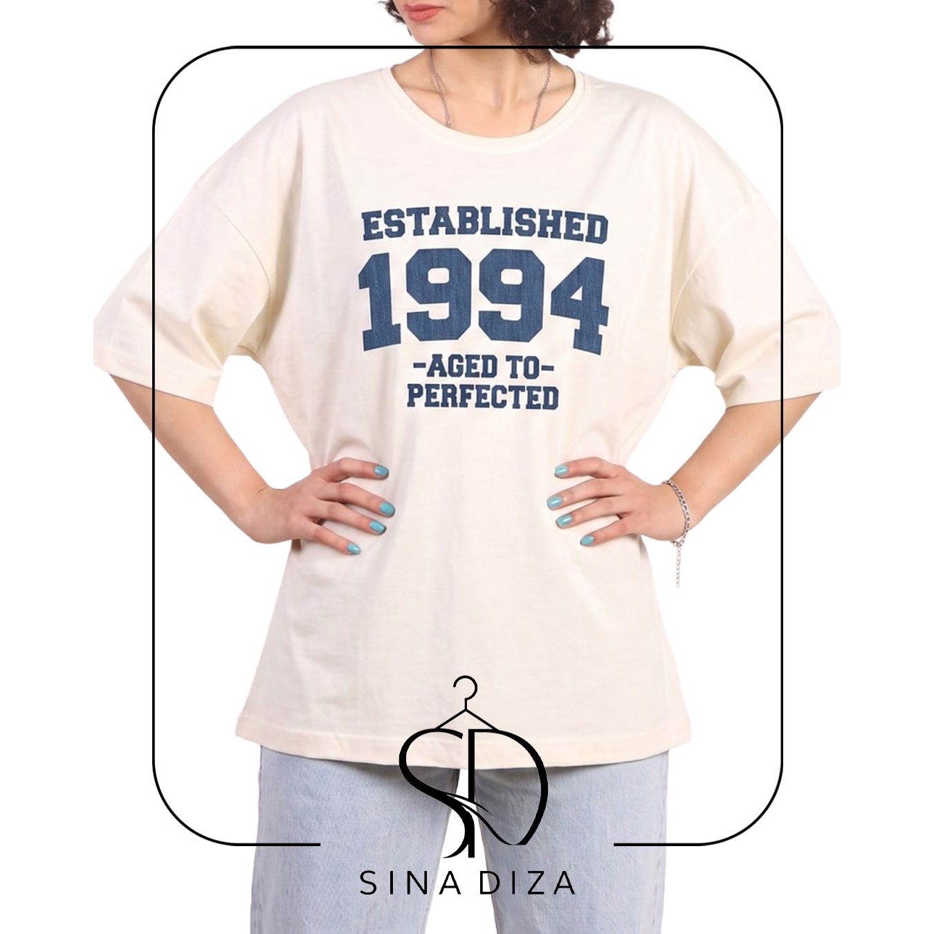 تیشرت باکسی دخترانه فری سایز طرح 1994