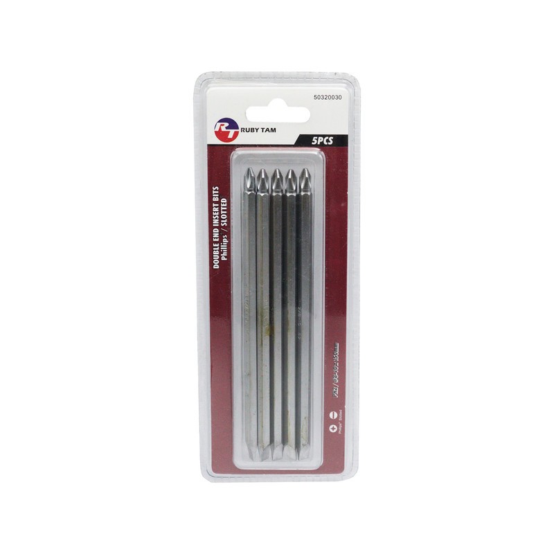 سری پیچ گوشتی یک سر چهارسو یک سر دو سو روبی تام مدل بیت خور کد YPB-PH2 8-10-150MM بسته 5 عددی