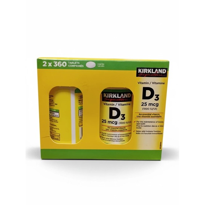قرص ویتامین D3 کرکلند 1000 واحد 360 عددی کمک به سلامت استخوان و ایمنی Kirkland Signature Vitamin D3 25mcg