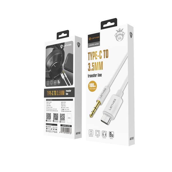 کابل تبدیل usb-c به AUX لنیز مدل AX102 طول 1متر