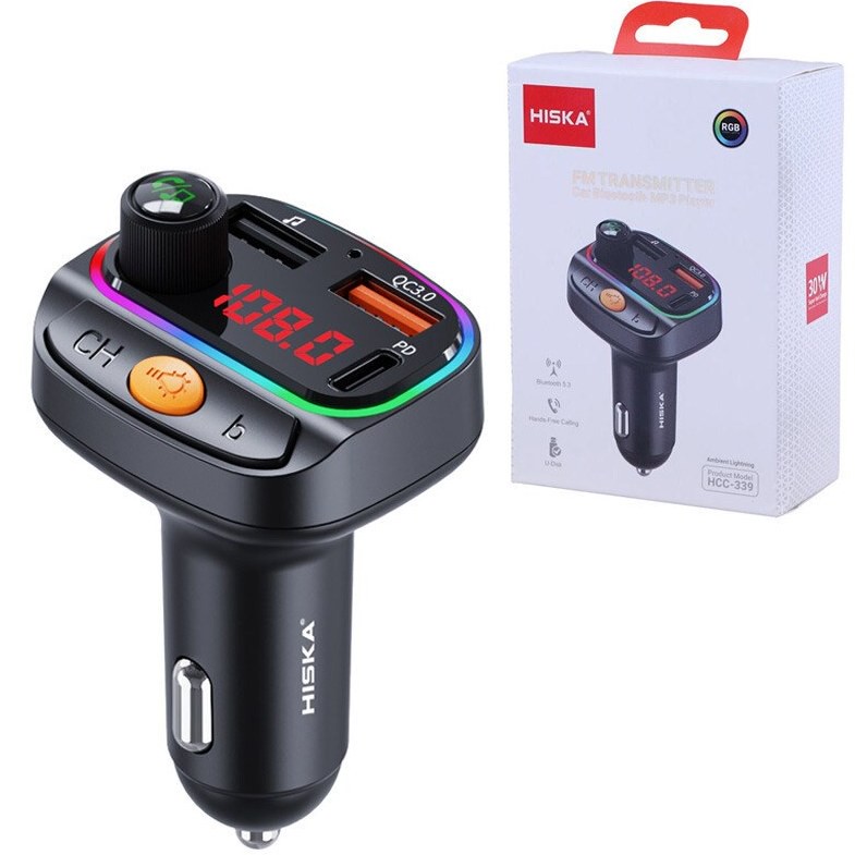 شارژر فندکی و اف ام پلیر بلوتوثی هیسکا مدل HCC339 توان 30 وات