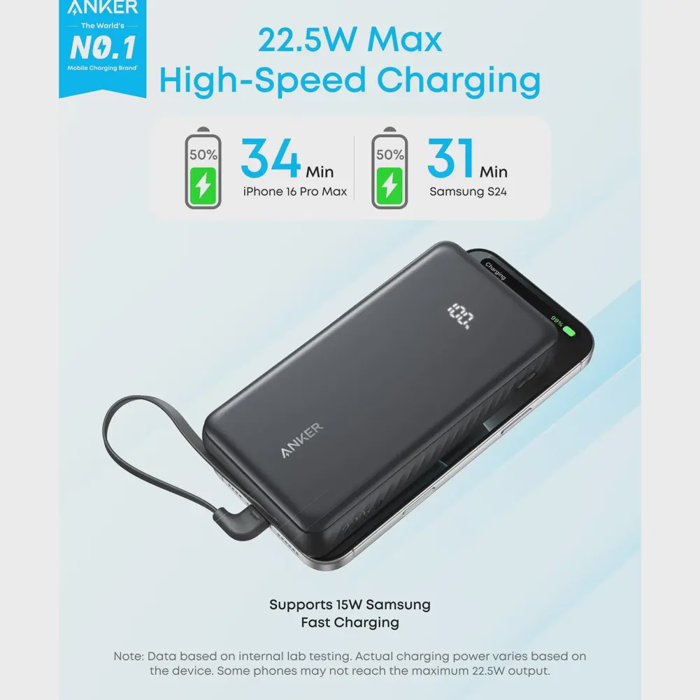 پاوربانک انکر Anker Zolo Power Bank 20000mAh 22.5W Slim Travel مدل A110E