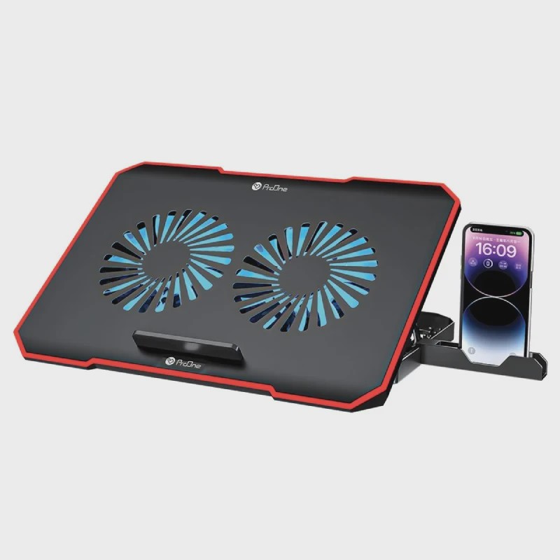 پایه خنک کننده لپ تاپ پرووان مدل PCP58 (با دو فن و هولدر موبایل)