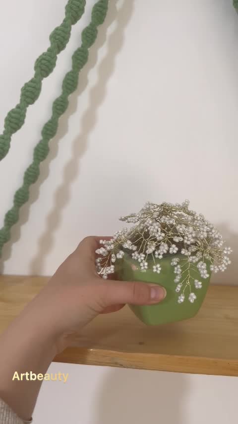 شلف سبز مکرومه چوبی