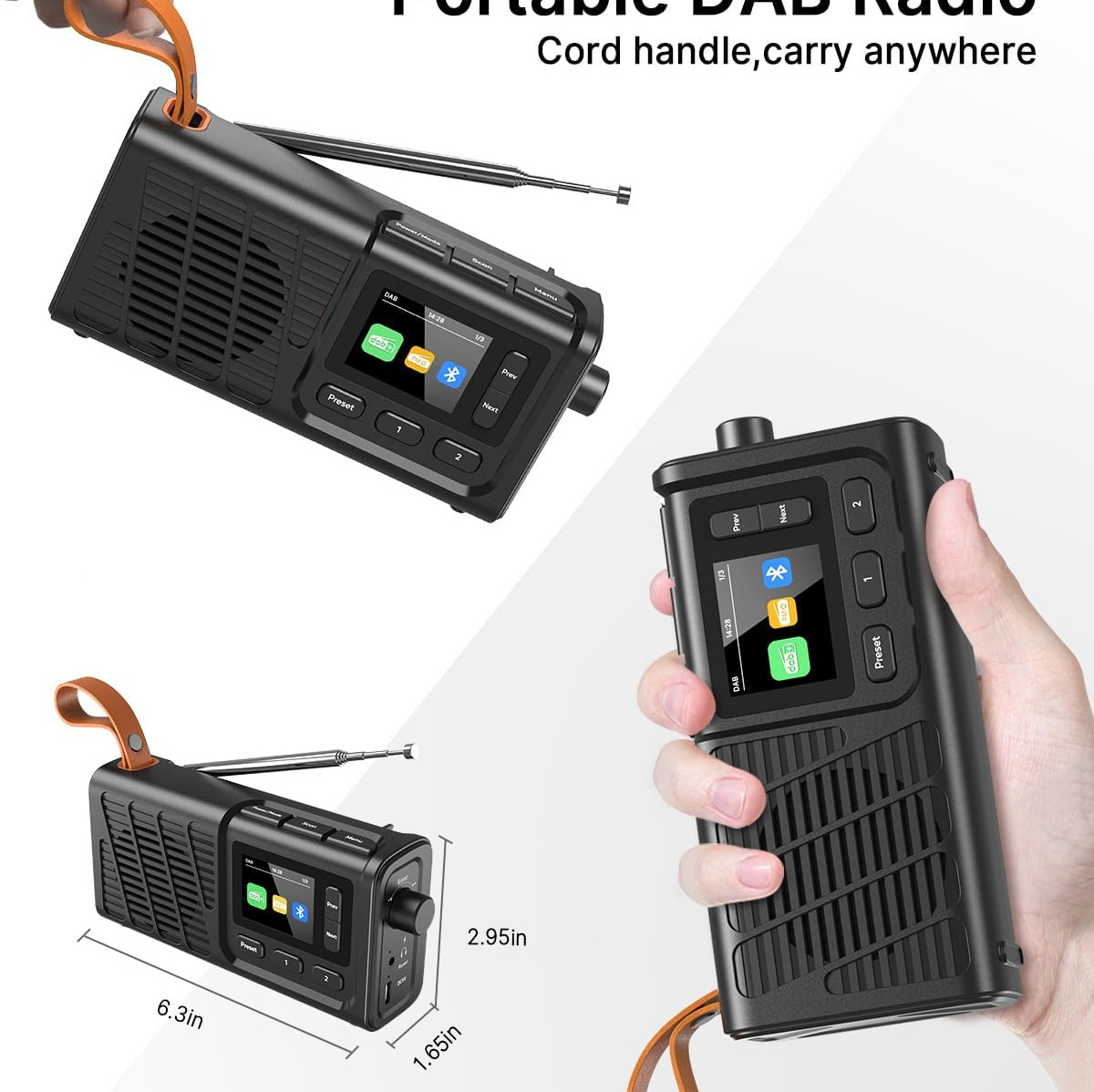 رادیو دیجیتال بلوتوثی DAB/FM شارژی pinci