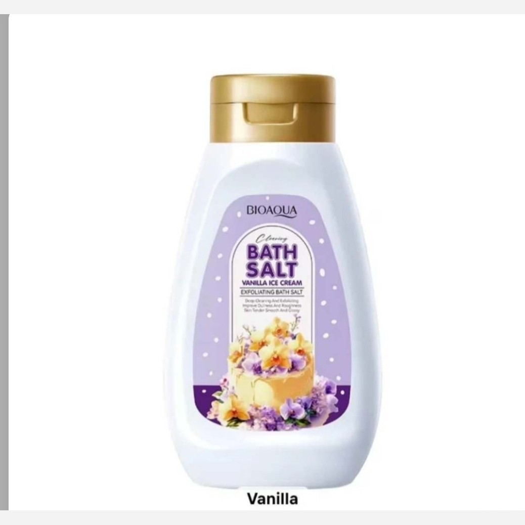 نمک بدن لایه بردار بیوآکوا BATH SALT VANILLA ICE CREAM بارایحه وانیل بستنی حجم 430 گرم