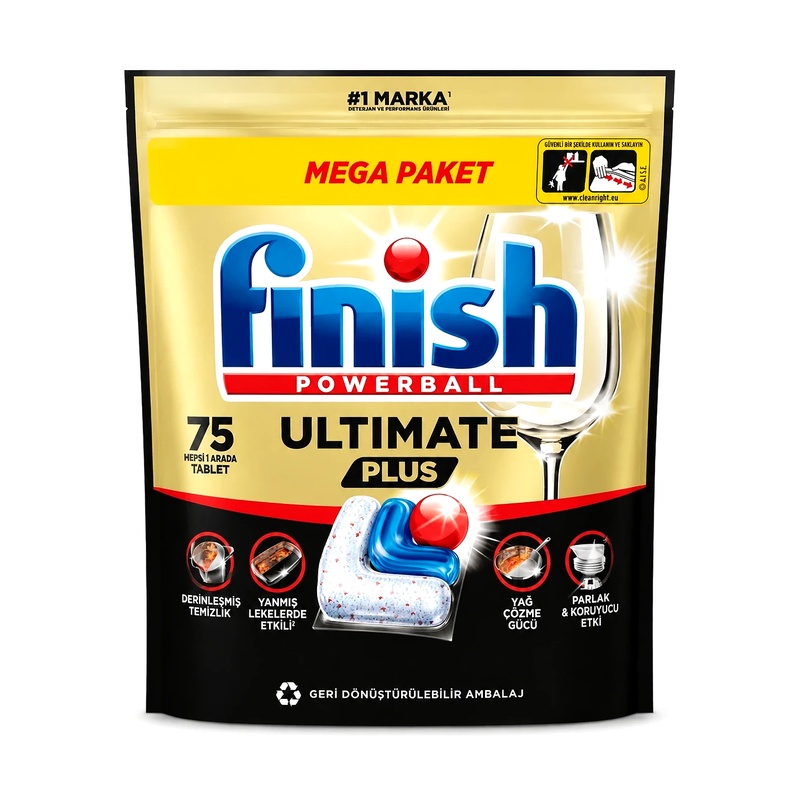 قرص ماشین ظرفشویی فینیش Finish مدل Ultimate Plus بسته 75 عددی