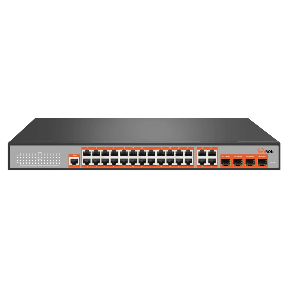 سوییچ شبکه مدیریتی 24 پورت POE مکسرون مدل MSW-5424GCP-400I