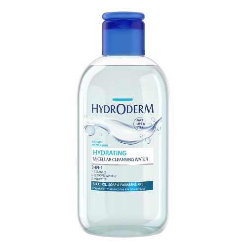 میسلار واتر 3 در 1 چشم و لب و صورت Hydrating مناسب پوست خشک و کم آب 250 میل هیدرودرم