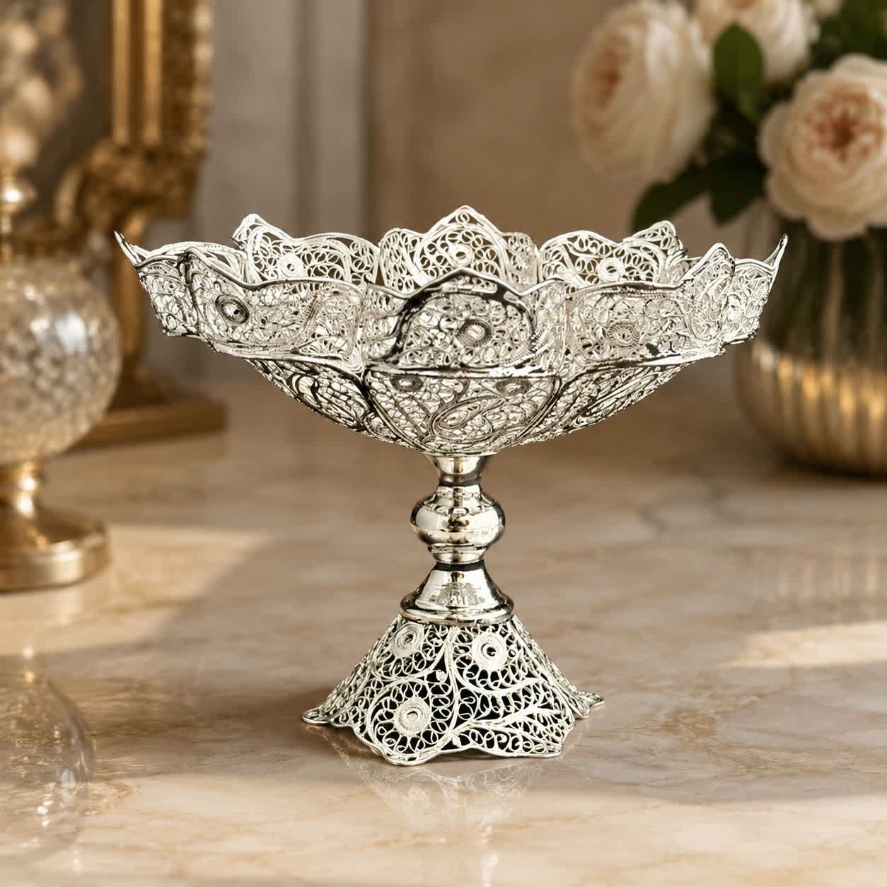 ظروف ملیله کاری میوه خوری سایز نقلی