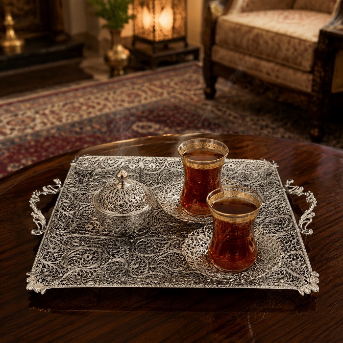 ظروف ملیله کاری سینی مستطیلی بزرگ