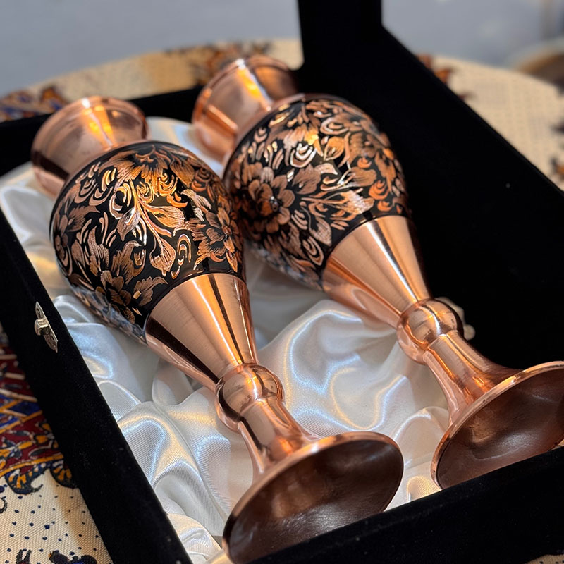 ست هدیه اداری گلدان مسی الماس تراش 25