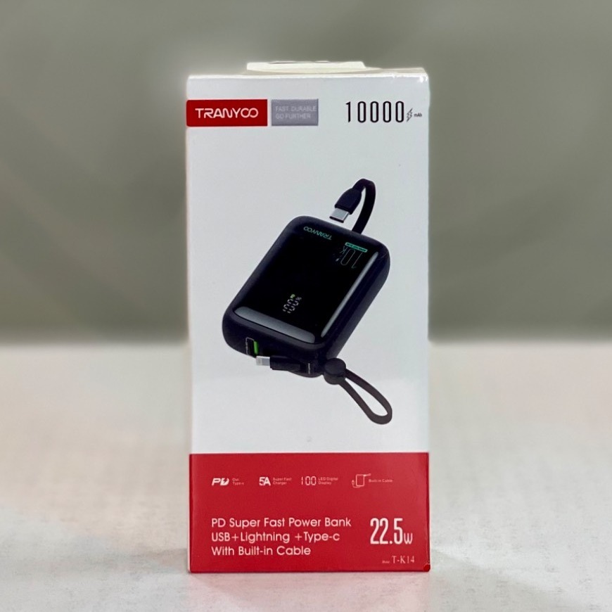 پاوربانک 22.5 وات ترانیو مدل T-K14 ظرفیت 10000 میلیآمپر ساعت