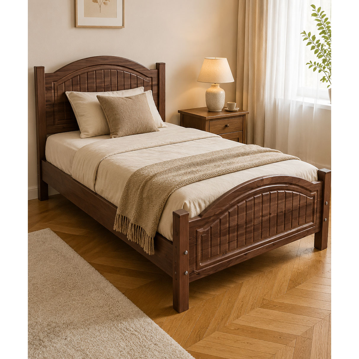تخت خواب یک نفره مدرن طرح شیاردار روکش وکیوم MDF کد729- لمین وود