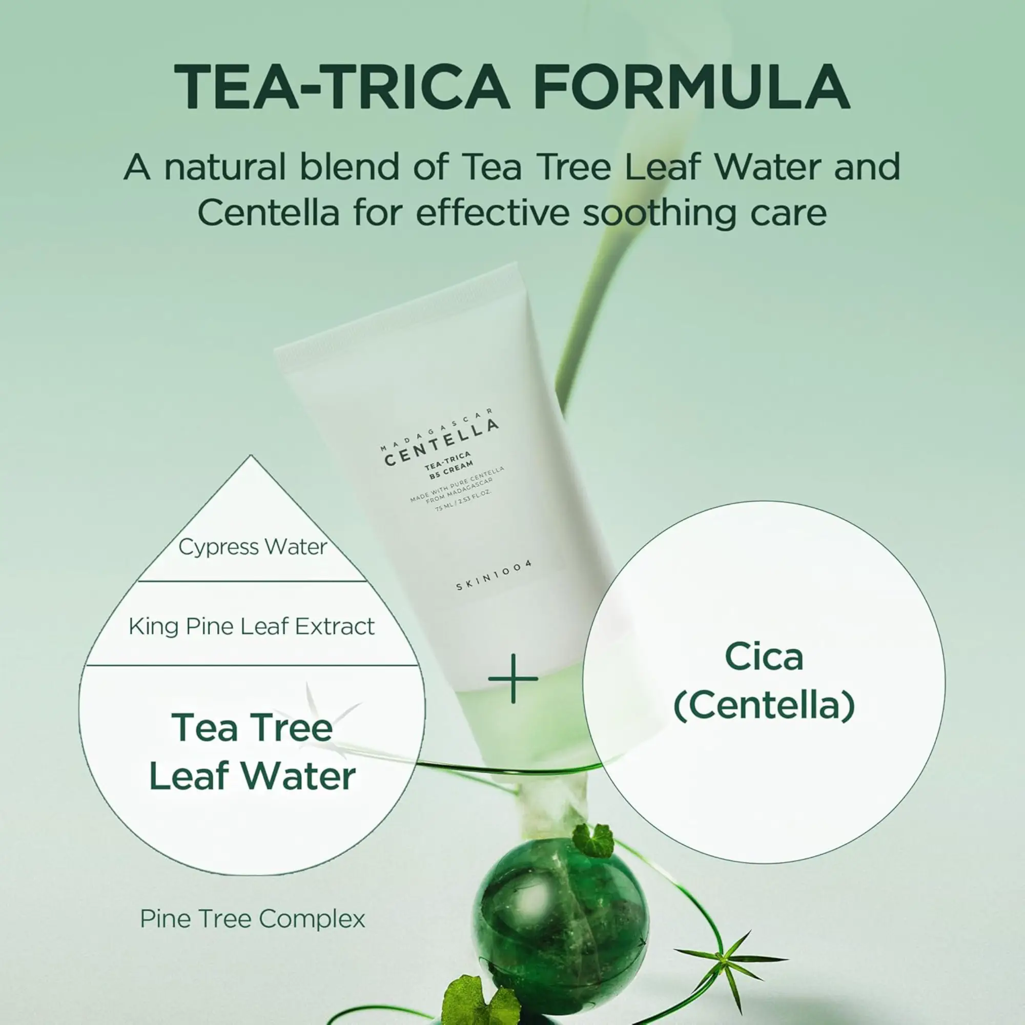 کرم-ژل مرطوب کننده و ضد جوش اسکین 1004 مدل Tea-Trica B5 حجم 75ml