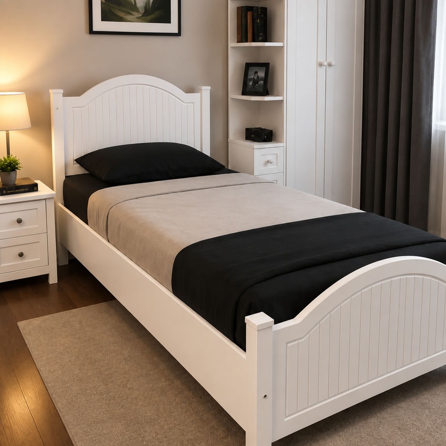 تخت خواب یک نفره مدرن طرح شیاردار روکش وکیوم MDF کد729- لمین وود