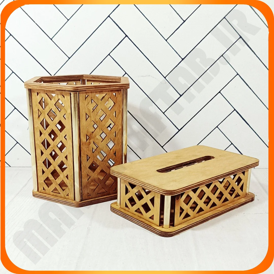 سطل و دستمال چوبی هیوا شش گوش نگین صنعت