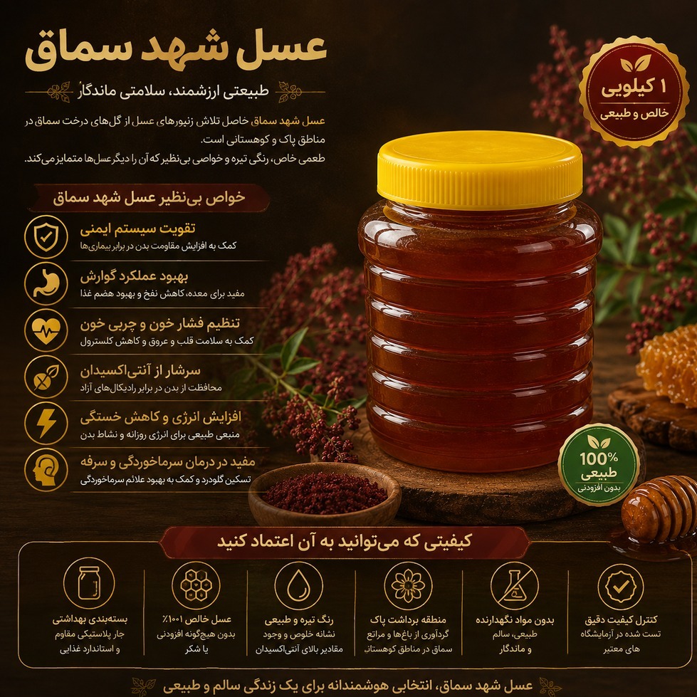 عسل شهد تک گل درخت سماق