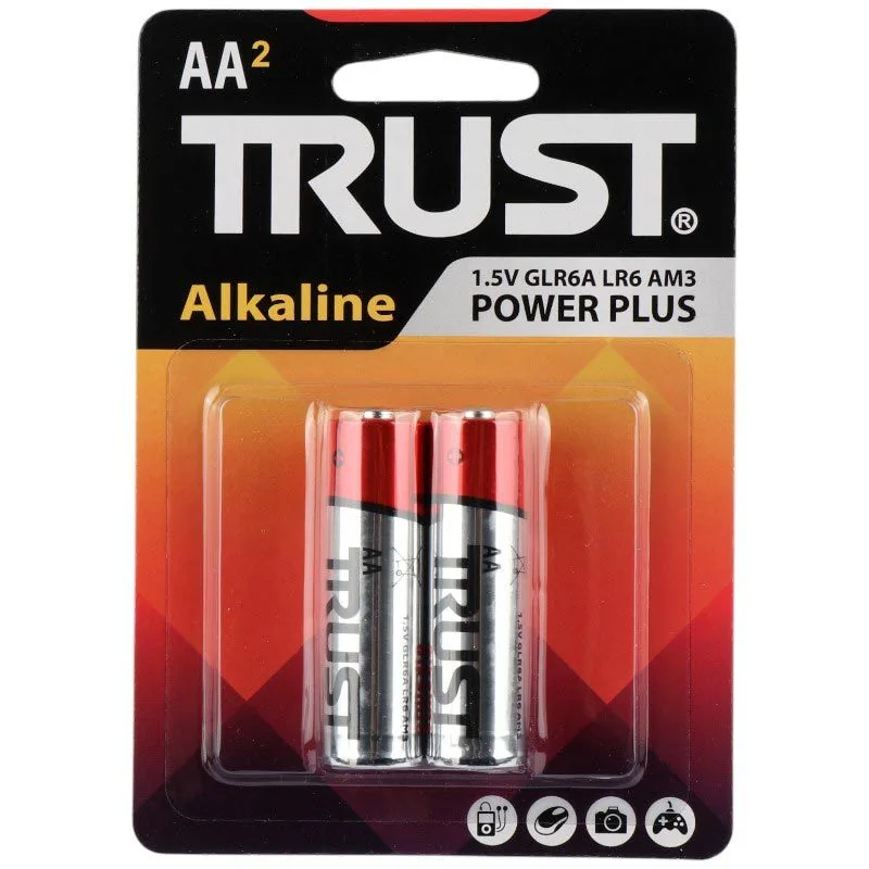 بسته 10 عددی باتری دوتایی قلمی تراست Alkaline Power Plus LR6