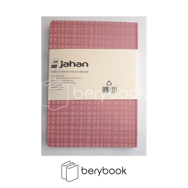 JAHAN / جهان / دفتر خط دار / جلد سخت / کش دار / 100 برگ / سایز بزرگ / صورتی / 16*24cm