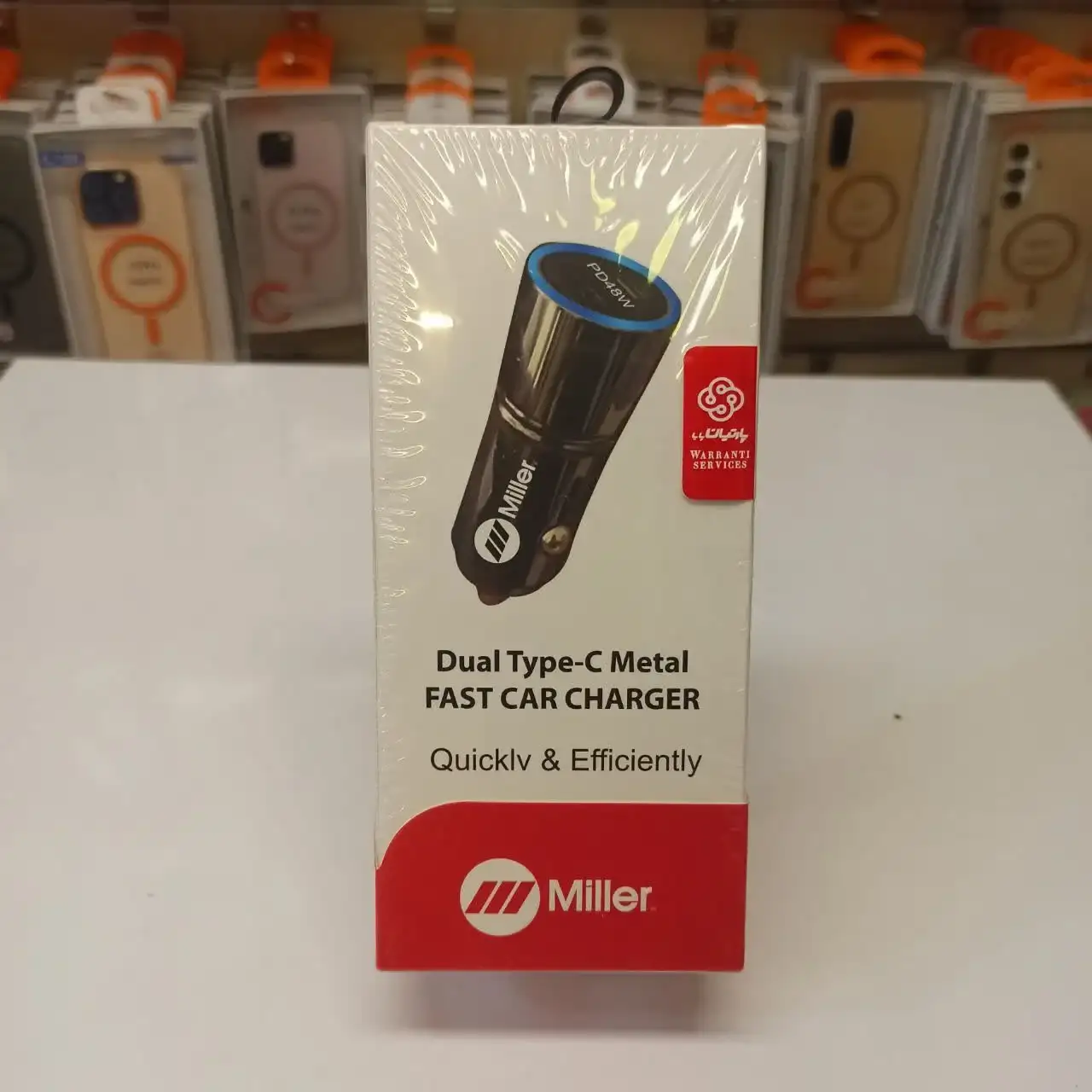 شارژر فندکی فست شارژ Miller مدل PD48W توان 48 وات دو پورت Type-C بدنه فلزی