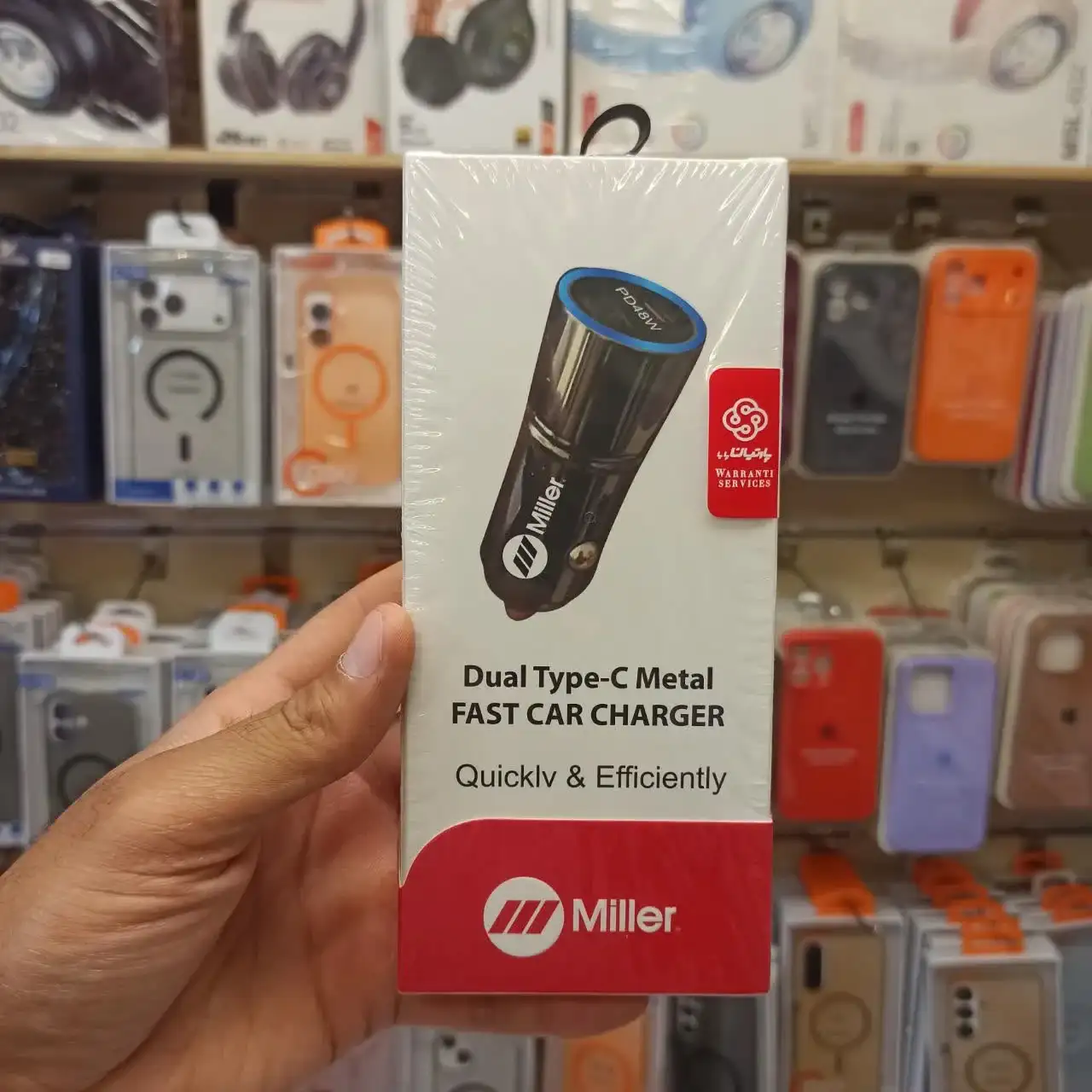 شارژر فندکی فست شارژ Miller مدل PD48W توان 48 وات دو پورت Type-C بدنه فلزی