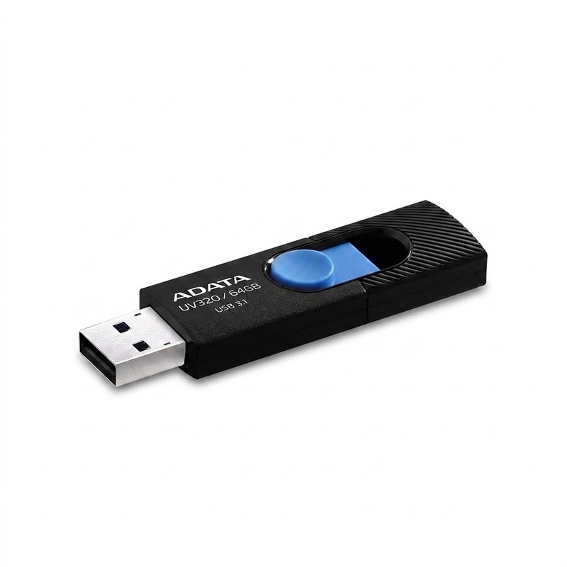 فلش مموری کشویی ای دیتا مدل UV320 ظرفیت 64 گیگابایت با رابط USB 3.2 Gen1 سرعت انتقال تا 10 گیگابیت بر ثانیه و سازگار ...