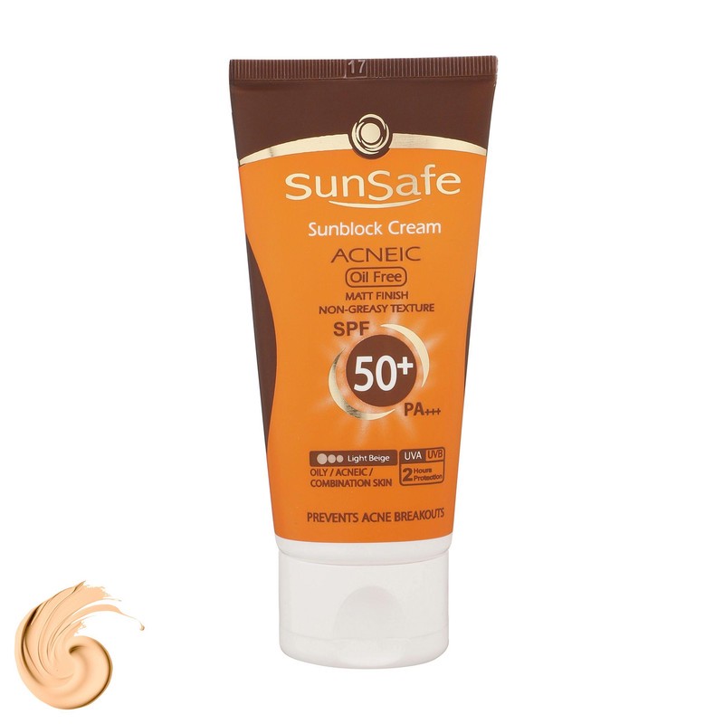 کرم ضدآفتاب و آنتیآکنه رنگی سانسیف مدل SPF50، مناسب پوستهای چرب، حجم 50 میلیلیتر